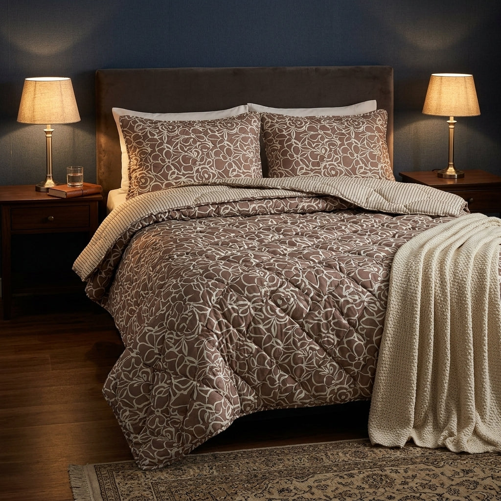 Couvre-lit Arabesque Taupe – 240x220 cm