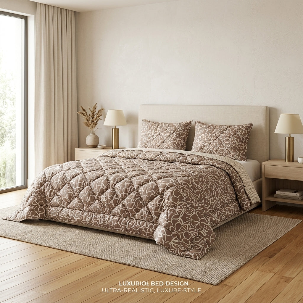 Couvre-lit Arabesque Taupe – 240x220 cm