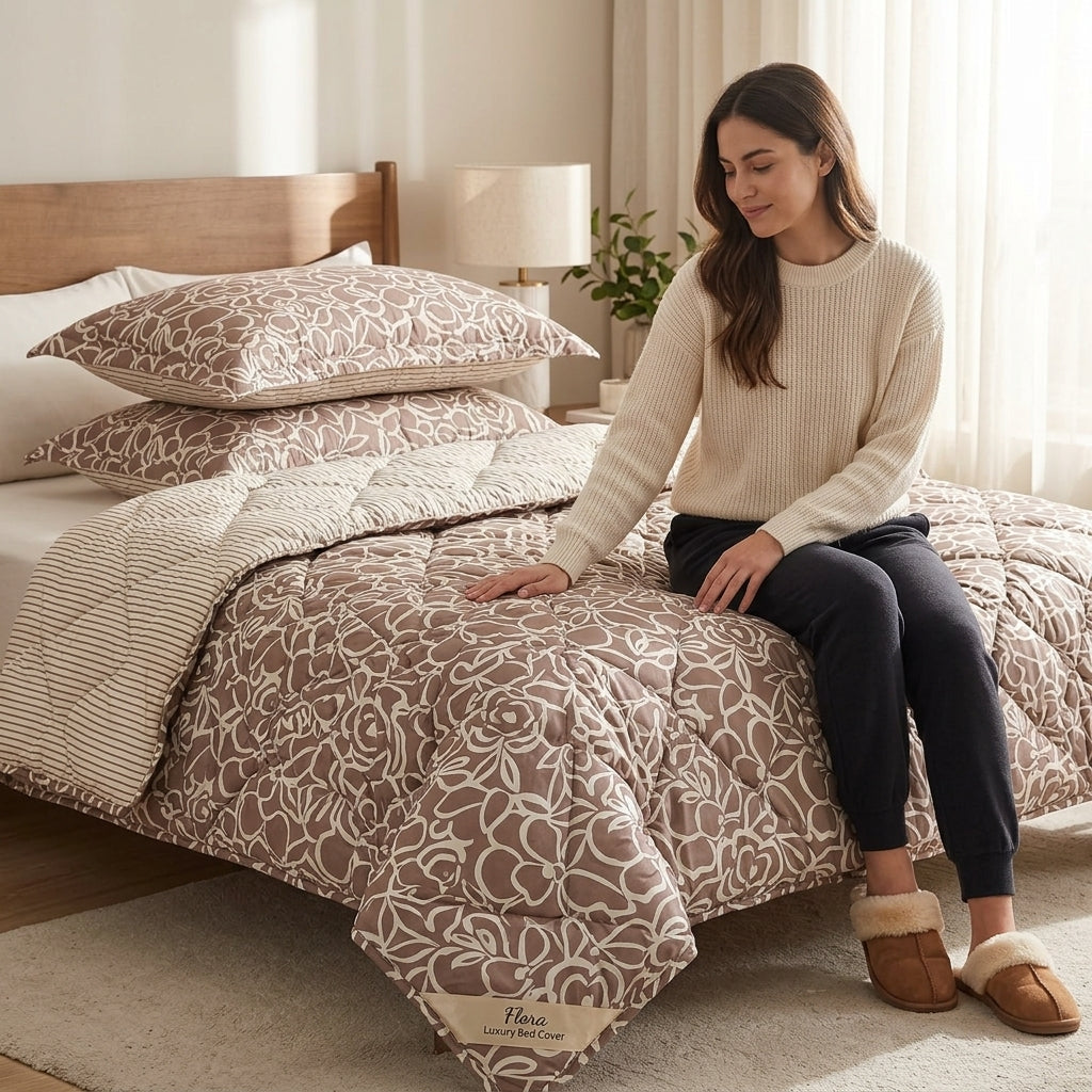 Couvre-lit Arabesque Taupe – 240x220 cm