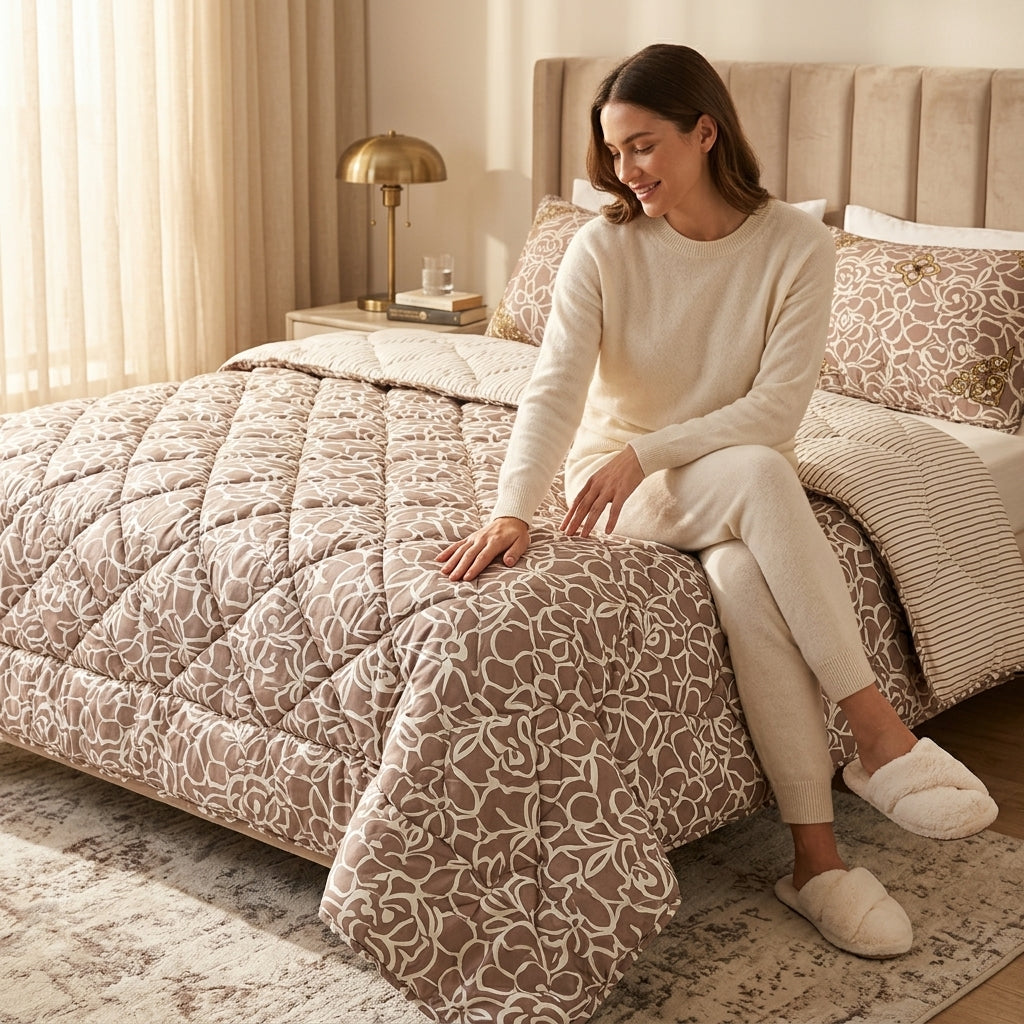 Couvre-lit Arabesque Taupe – 240x220 cm